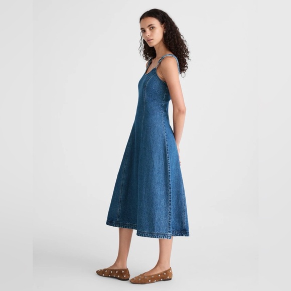 Madewell Denim Scoop Neck Midi Sleeveless Dress XS - Picture 4 of 7
